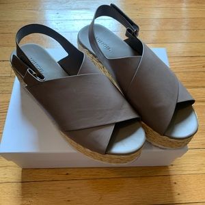 Vince Leather platform wedge sandals